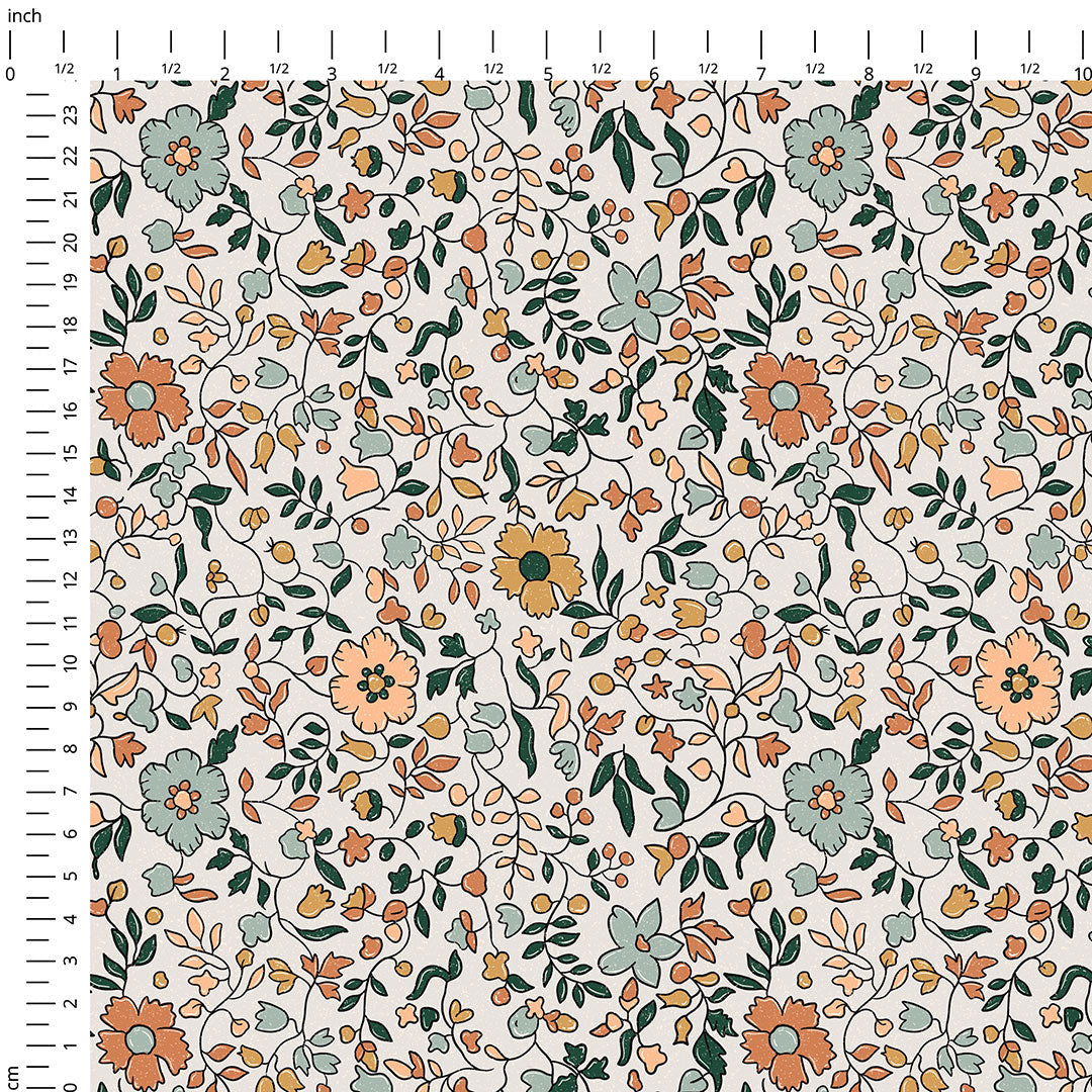 Autumn Boho Flowers Fabric