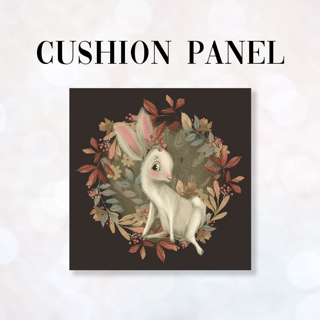 CUSHION Fabric Panel Autumn Bunny Chocolate CP-1144