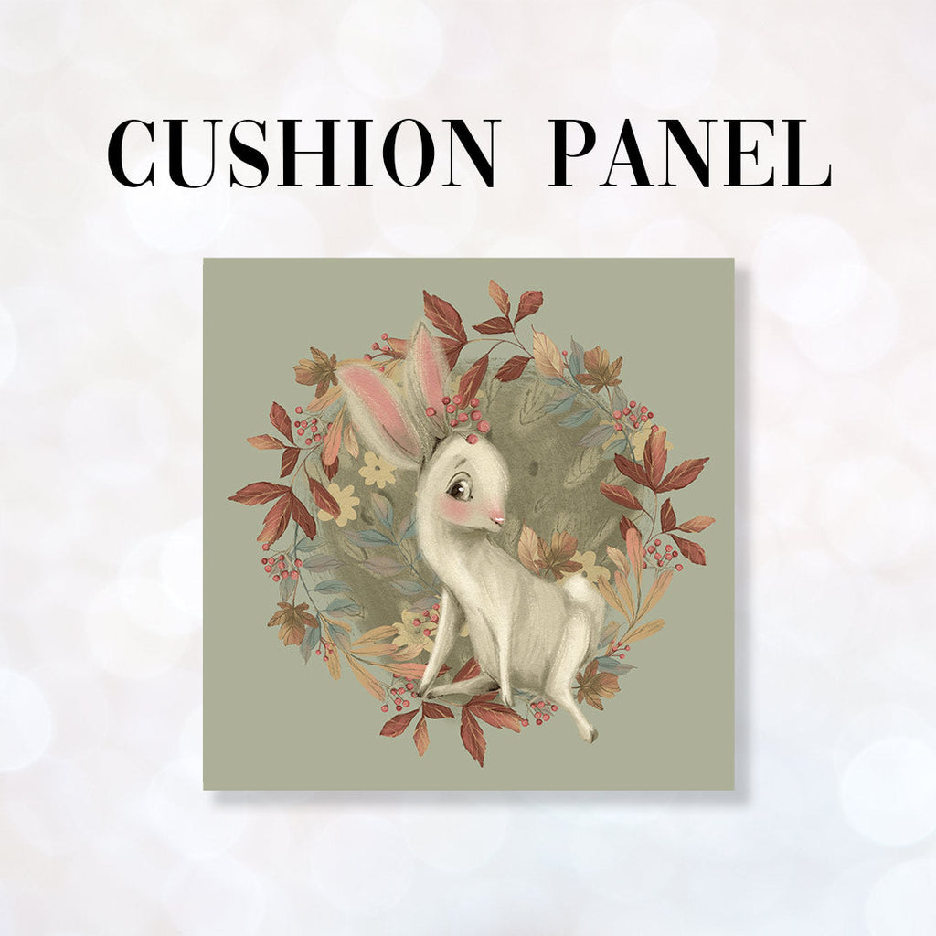 CUSHION Fabric Panel Autumn Bunny Sage CP-1162