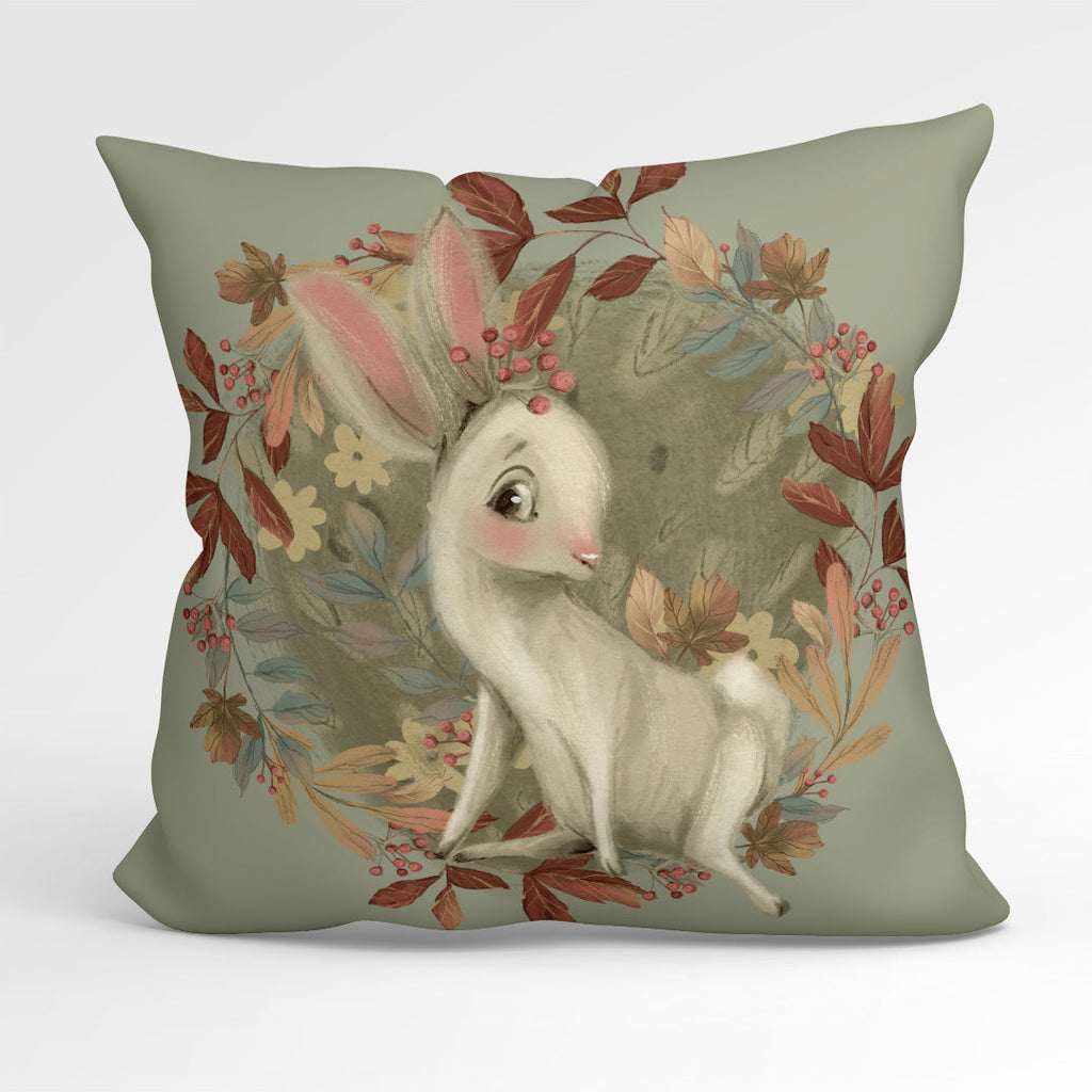 CUSHION Fabric Panel Autumn Bunny Sage CP-1162