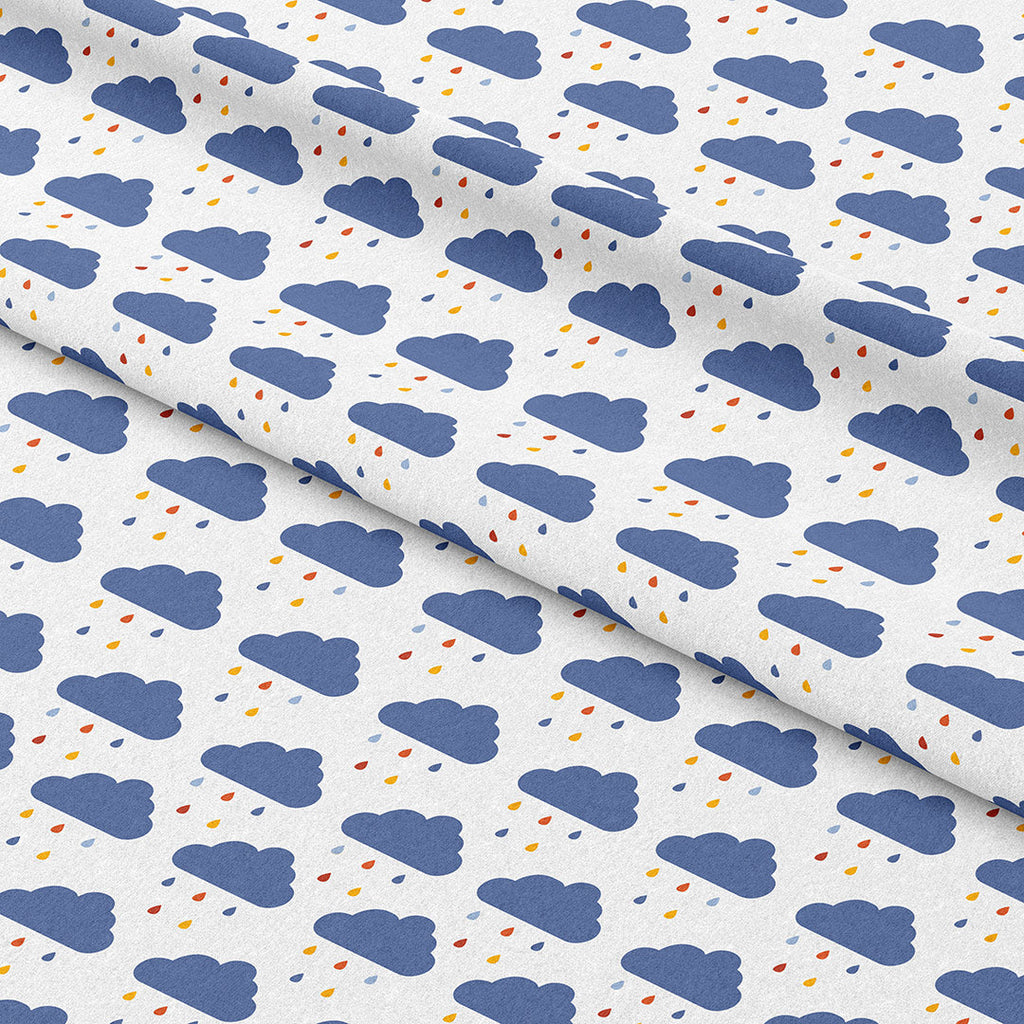 Autumn Clouds White Fabric