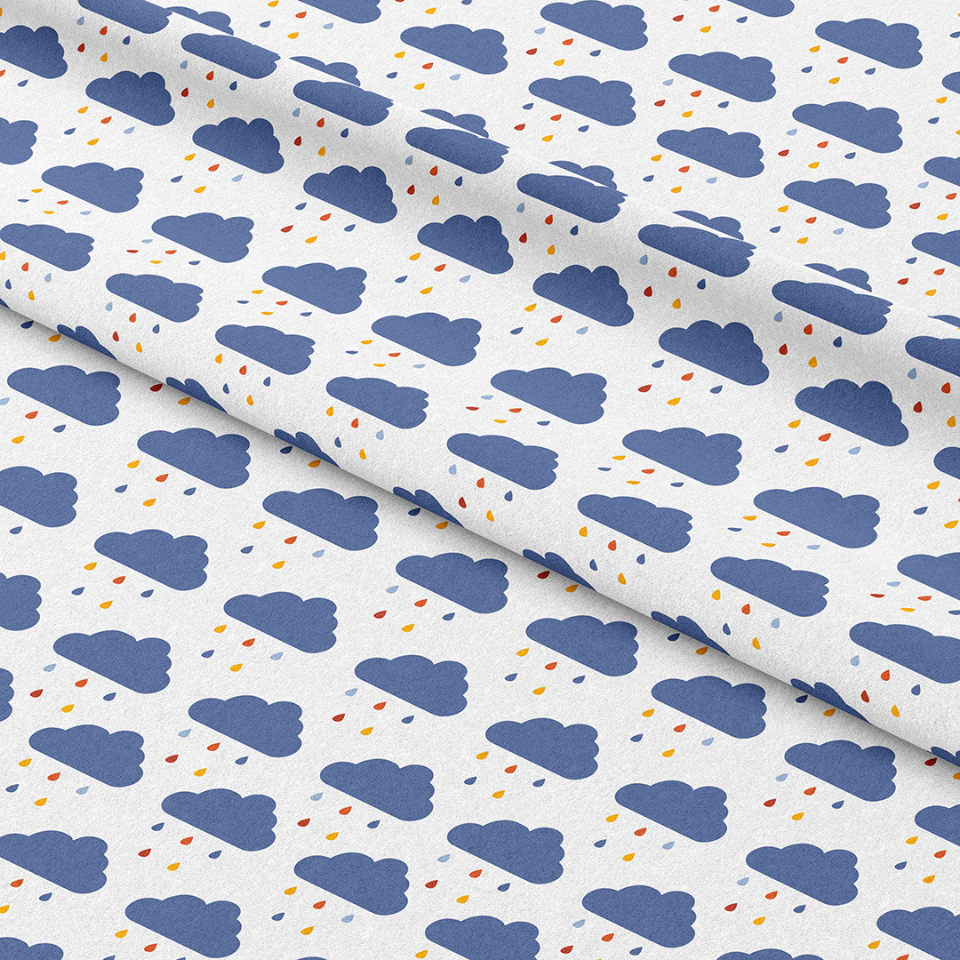 Autumn Clouds White Fabric