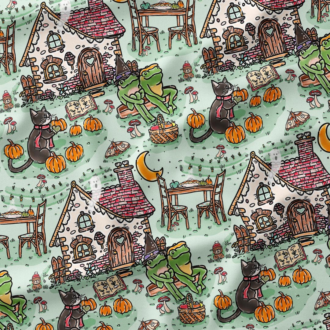 Autumn Cottage Frogs Fabric