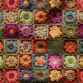 Autumn Crochet Granny Squares Fabric