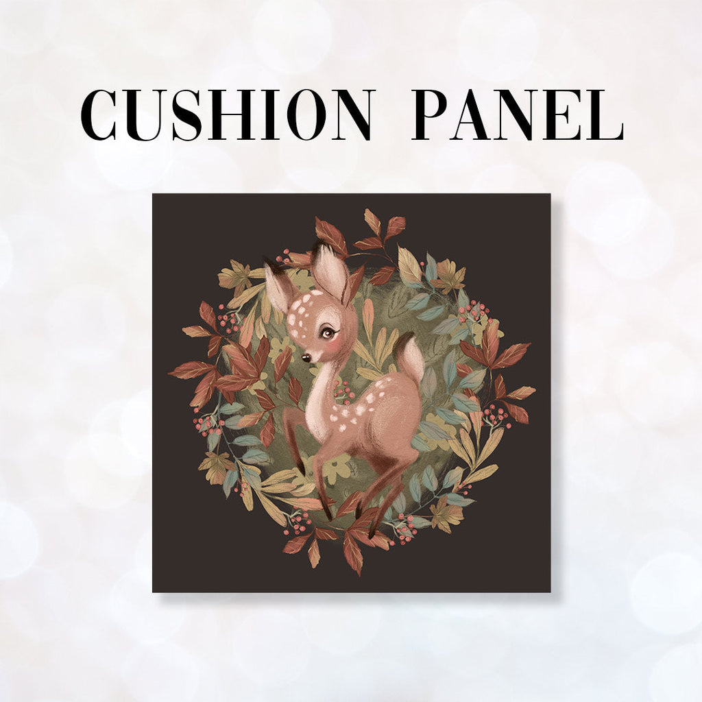 CUSHION Fabric Panel Autumn Deer Chocolate CP-1145