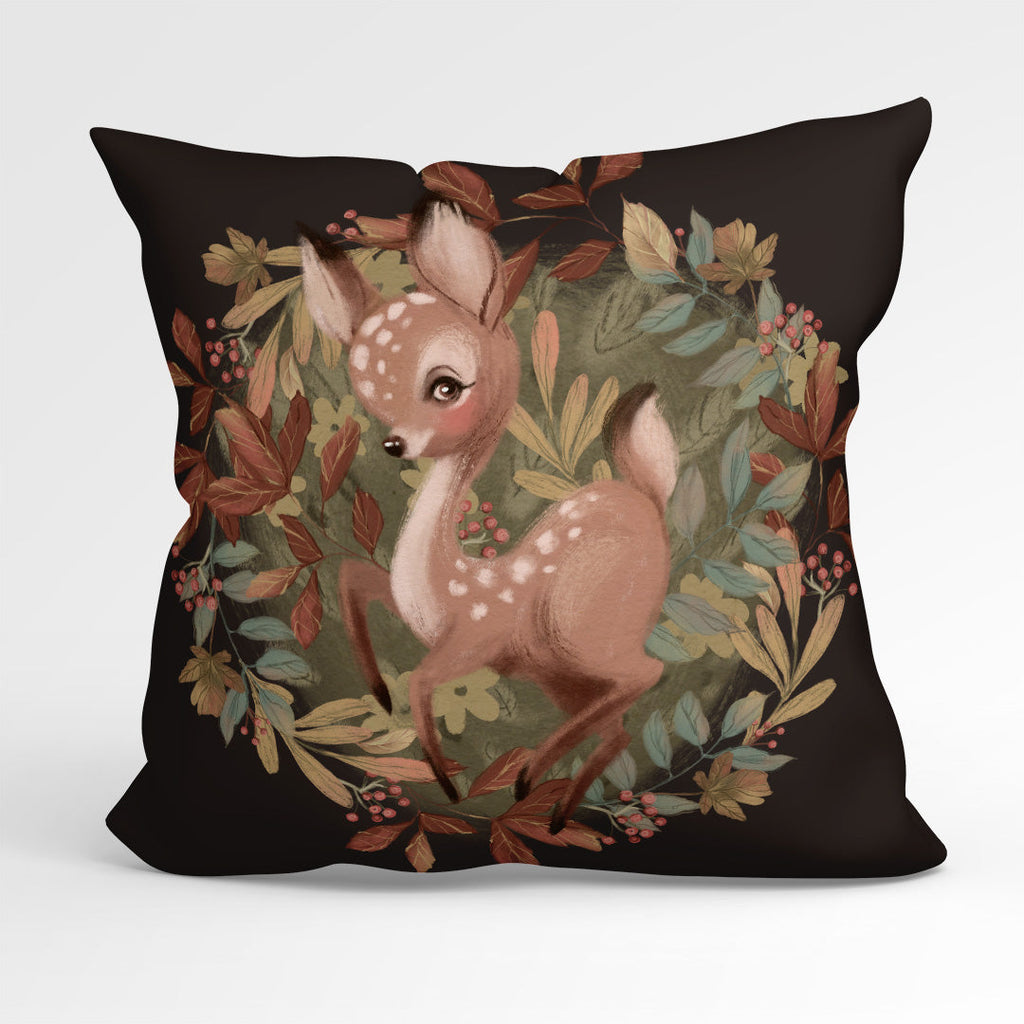CUSHION Fabric Panel Autumn Deer Chocolate CP-1145