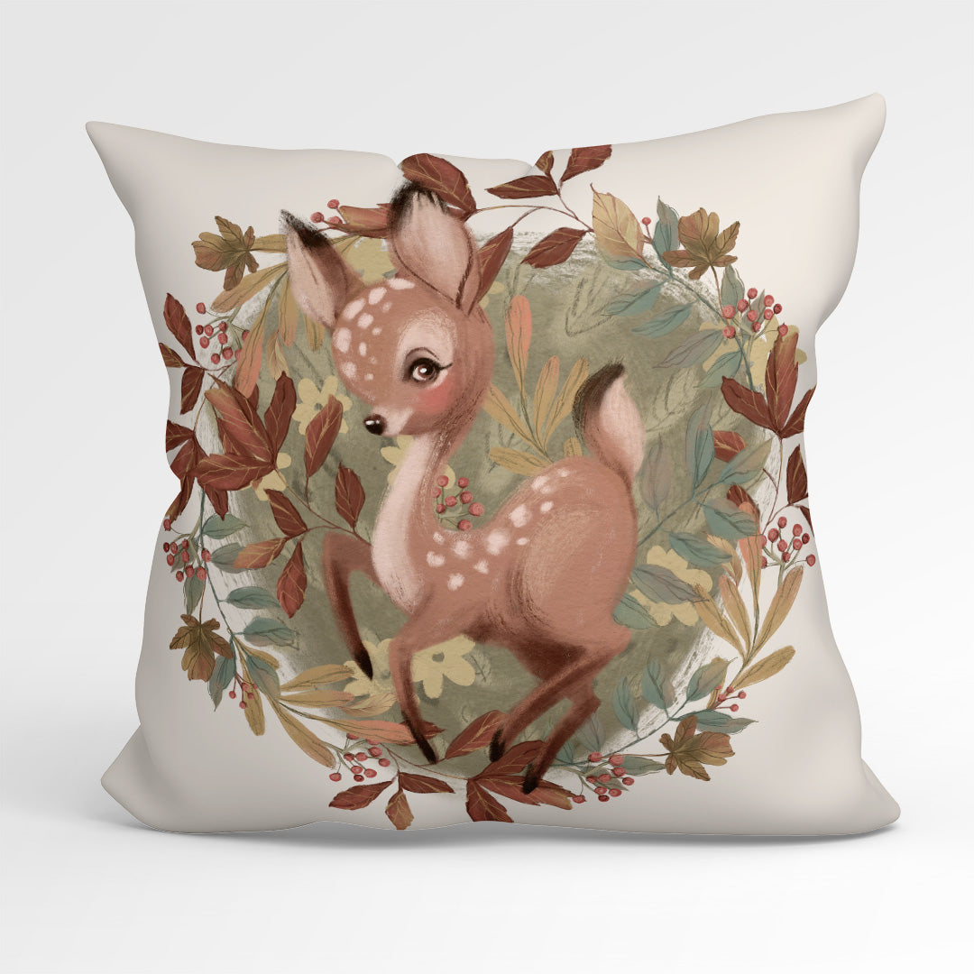 CUSHION Fabric Panel Autumn Deer Cream CP-1151