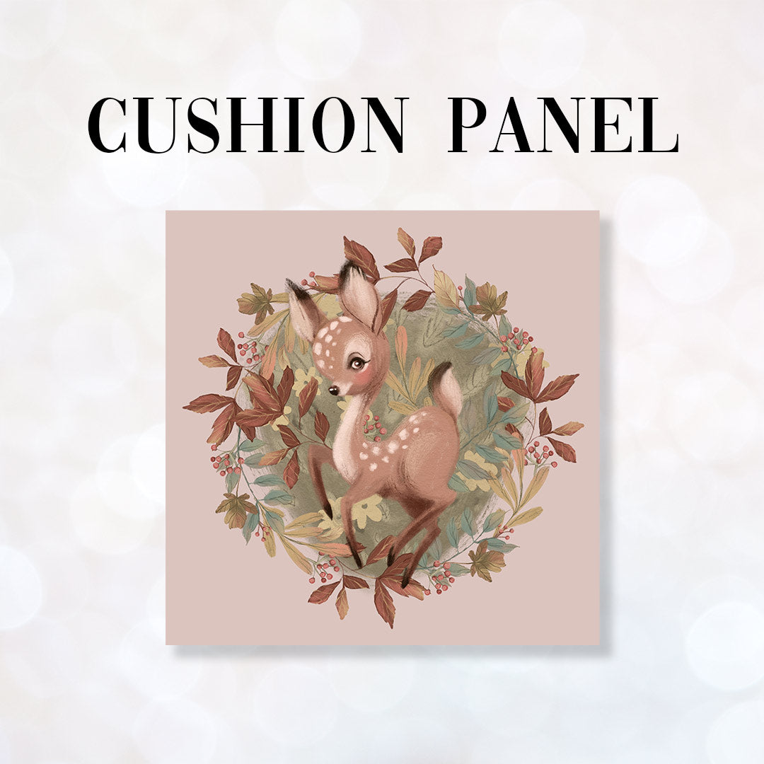 CUSHION Fabric Panel Autumn Deer Pink CP-1157