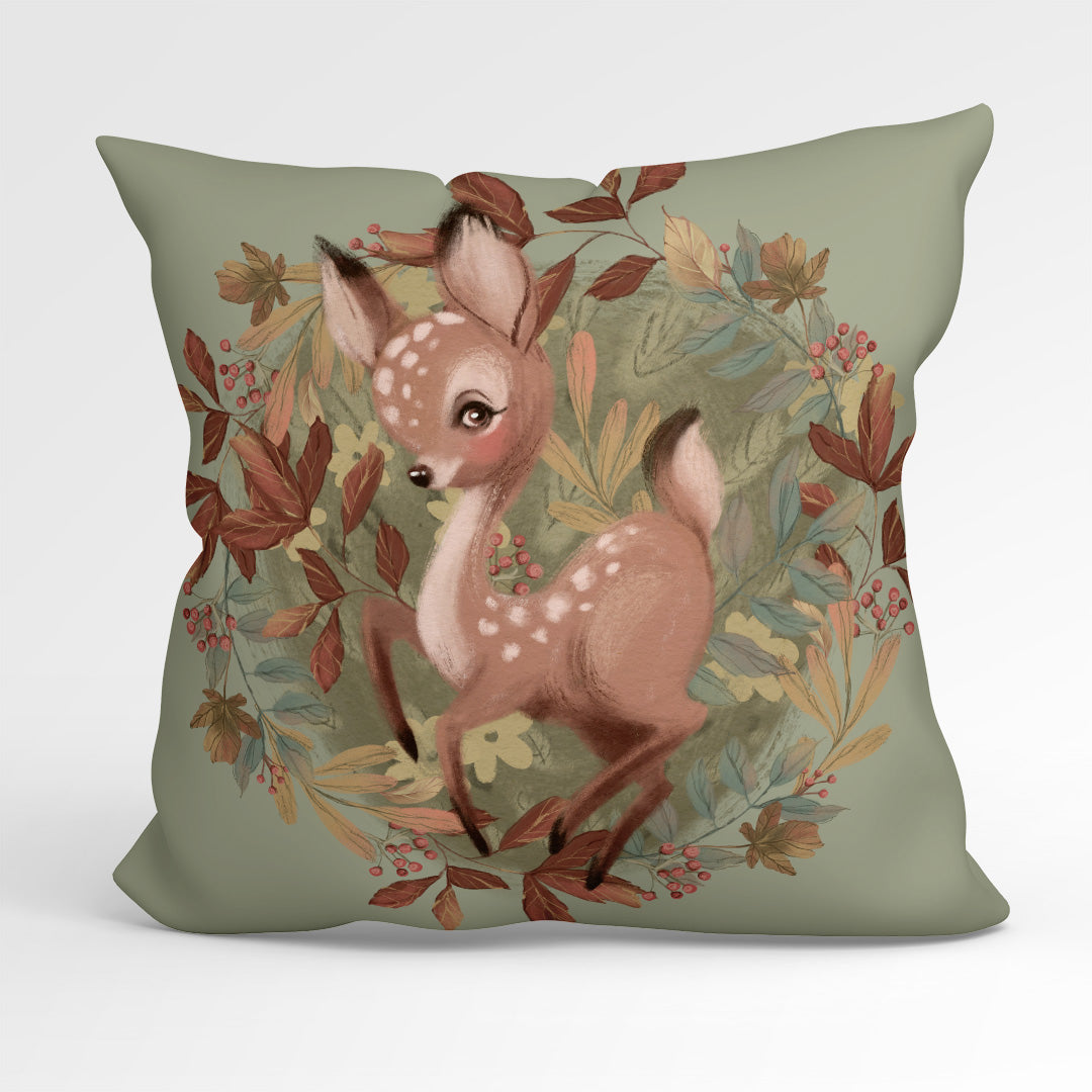 CUSHION Fabric Panel Autumn Deer Sage CP-1163