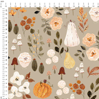 Autumn Floral Pumpkins Fabric