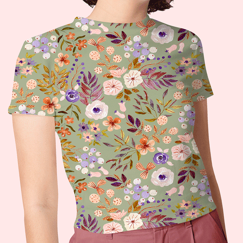 Autumn Floral Sage Fabric