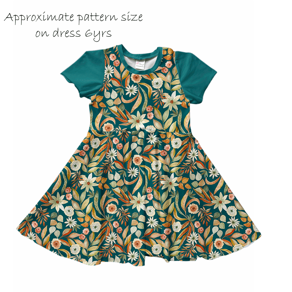 Autumn Floral Teal Fabric