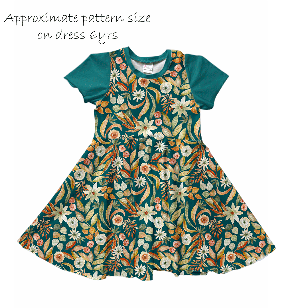 Autumn Floral Teal Fabric