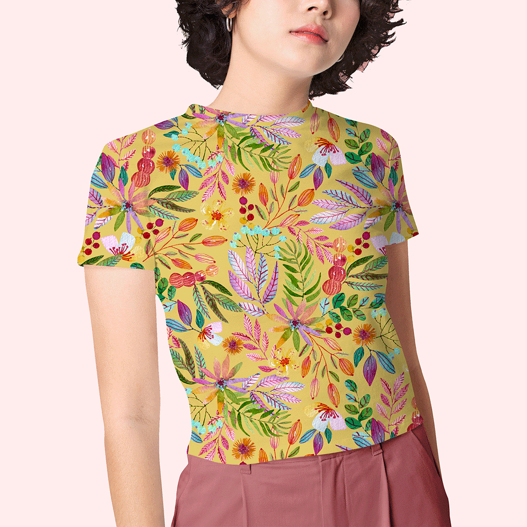 Autumn Floral Yellow Fabric