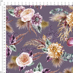 Autumn Floral on Purple Fabric