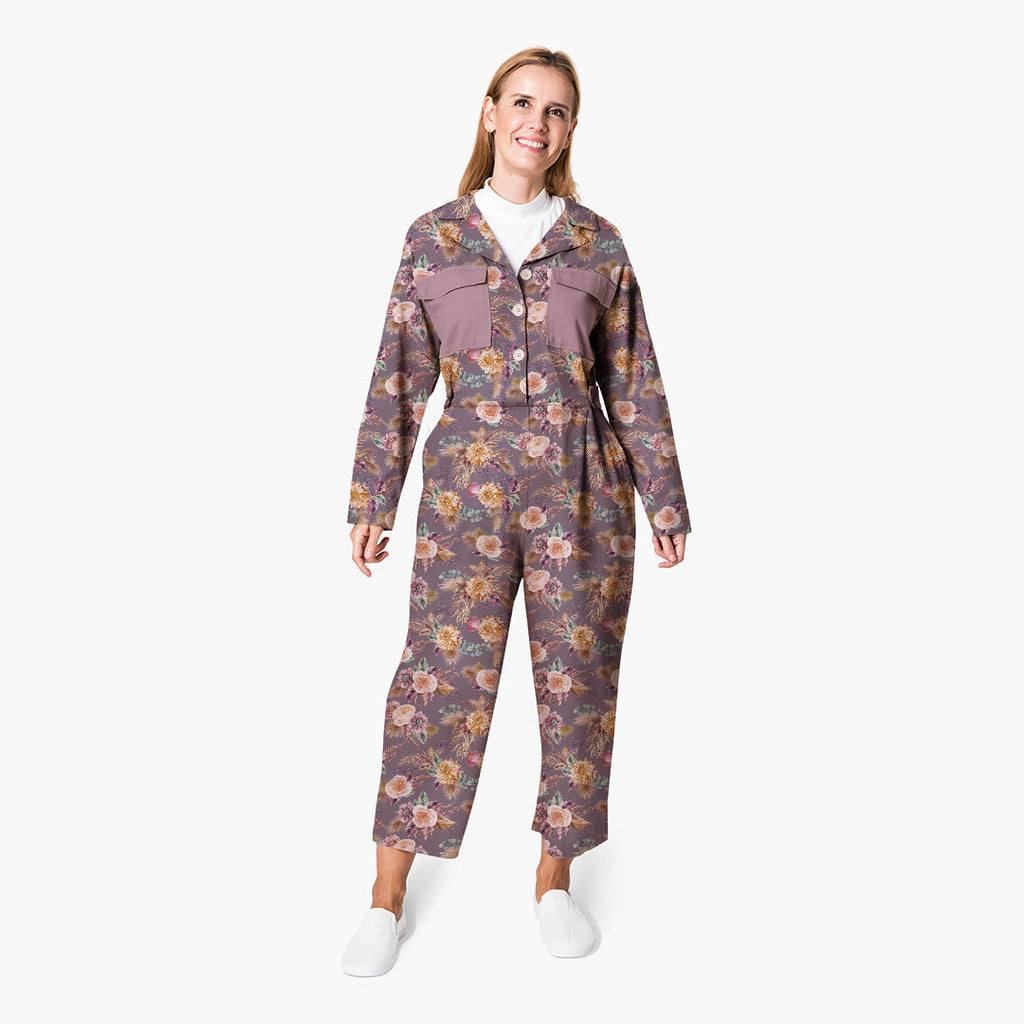 Autumn Floral on Purple Fabric