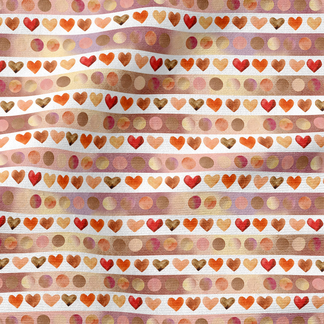 Autumn Spots and Hearts Fabric