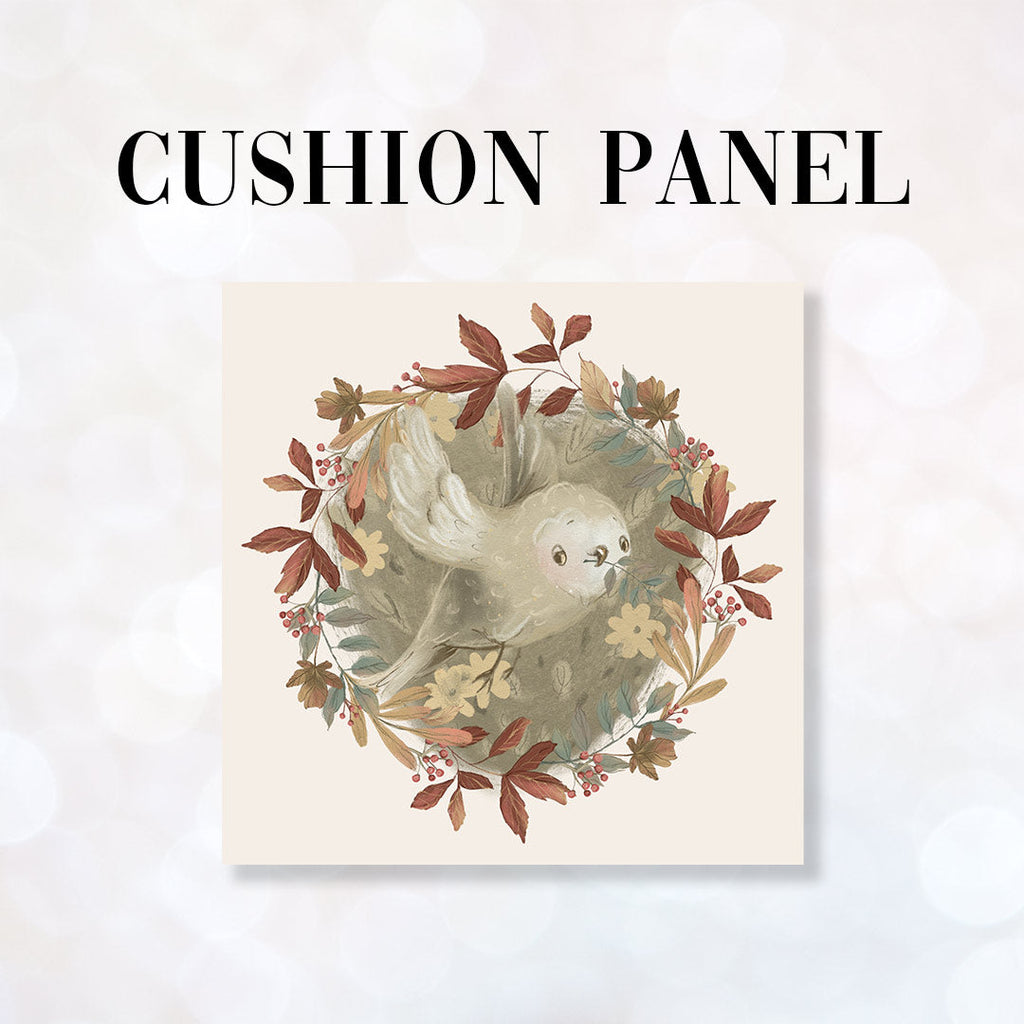 CUSHION Fabric Panel Autumn Owl Cream CP-1153