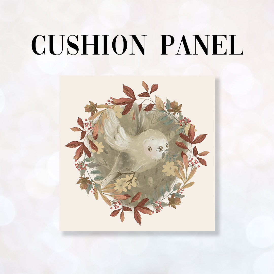 CUSHION Fabric Panel Autumn Owl Cream CP-1153