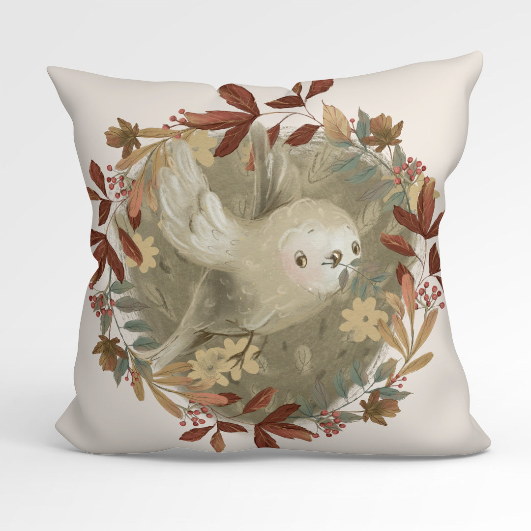 CUSHION Fabric Panel Autumn Owl Cream CP-1153