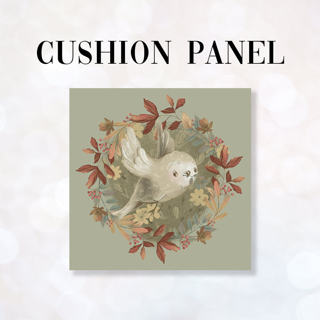 CUSHION Fabric Panel Autumn Owl Sage CP-1165