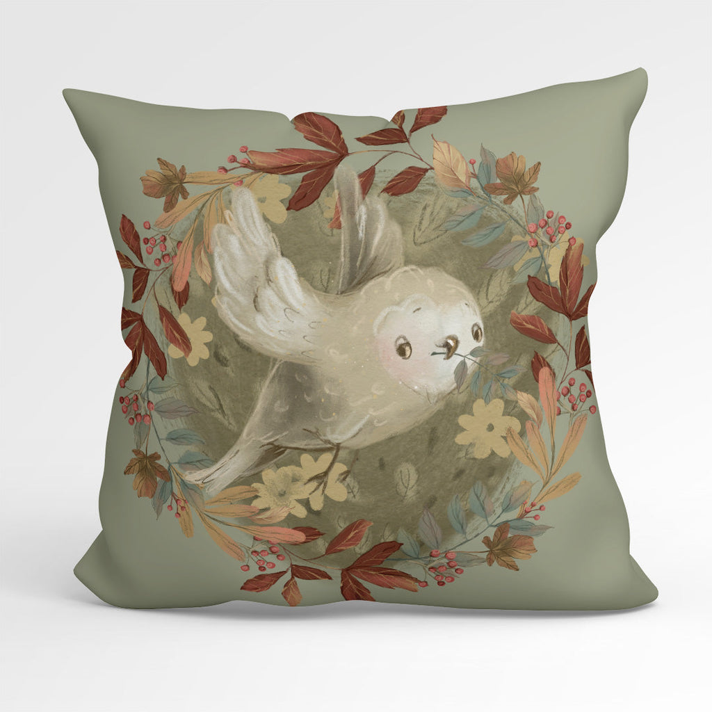 CUSHION Fabric Panel Autumn Owl Sage CP-1165