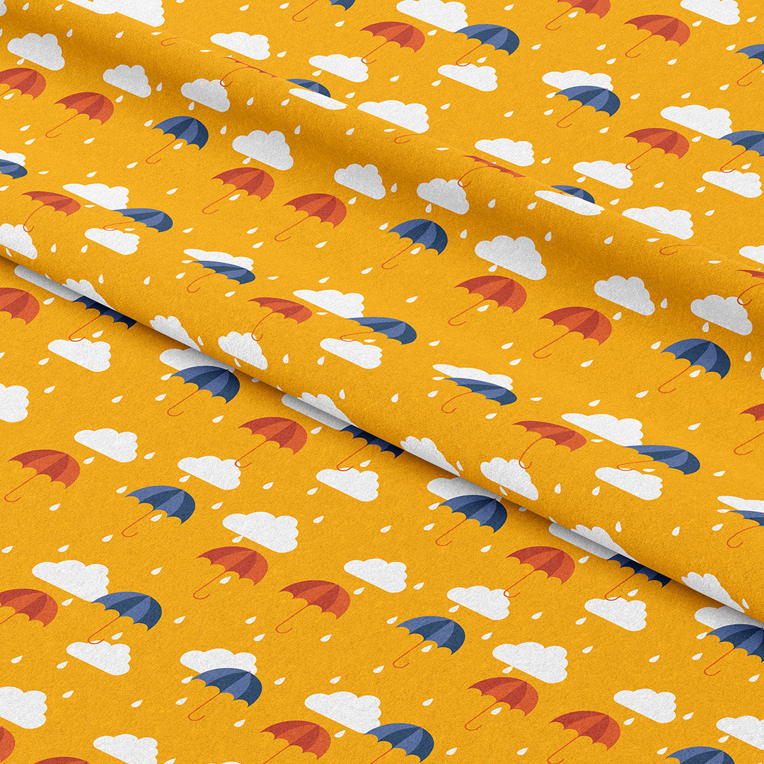Autumn Rain Mustard Fabric