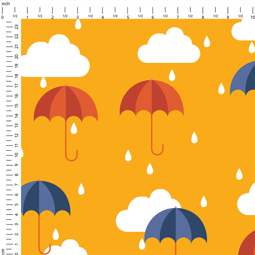 Autumn Rain Mustard Fabric