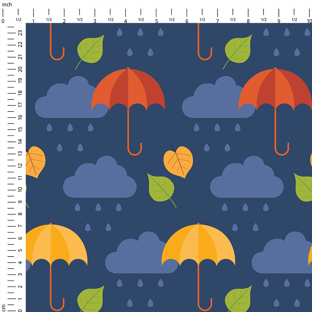 Autumn Rain Navy Fabric