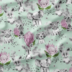 Baby Animals Mint Fabric