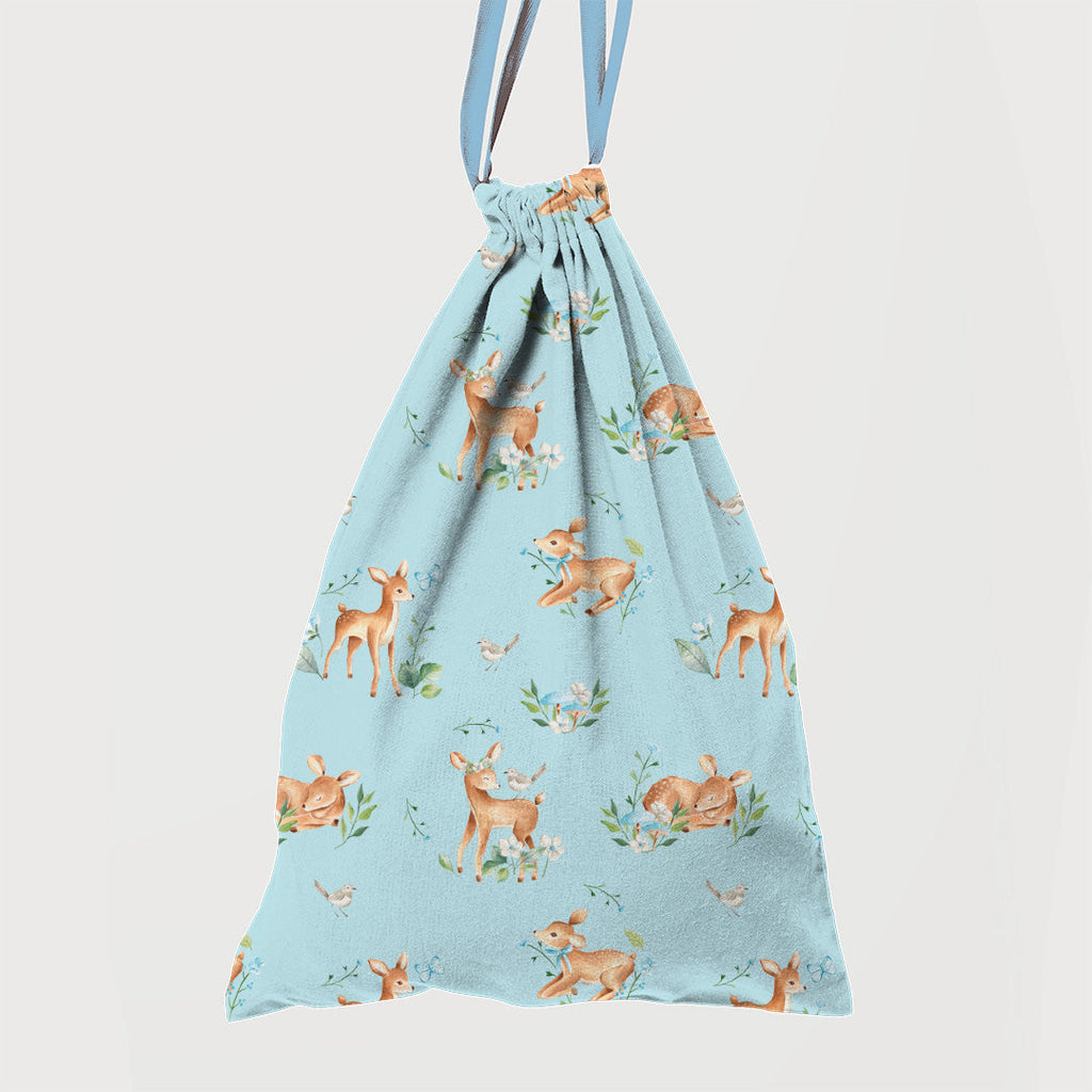 Woodland Baby Deer Blue Fabric
