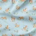 Woodland Baby Deer Blue Fabric