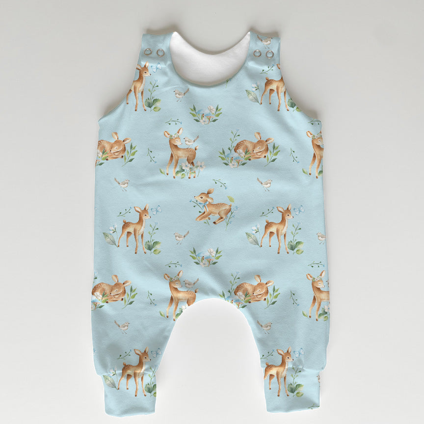 Woodland Baby Deer Blue Fabric