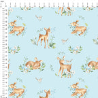Woodland Baby Deer Blue Fabric