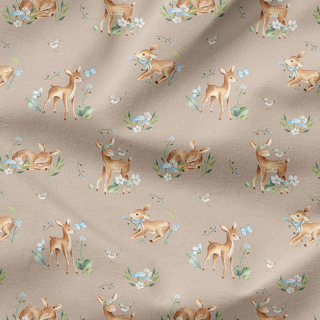 Woodland Baby Deer Taupe Fabric