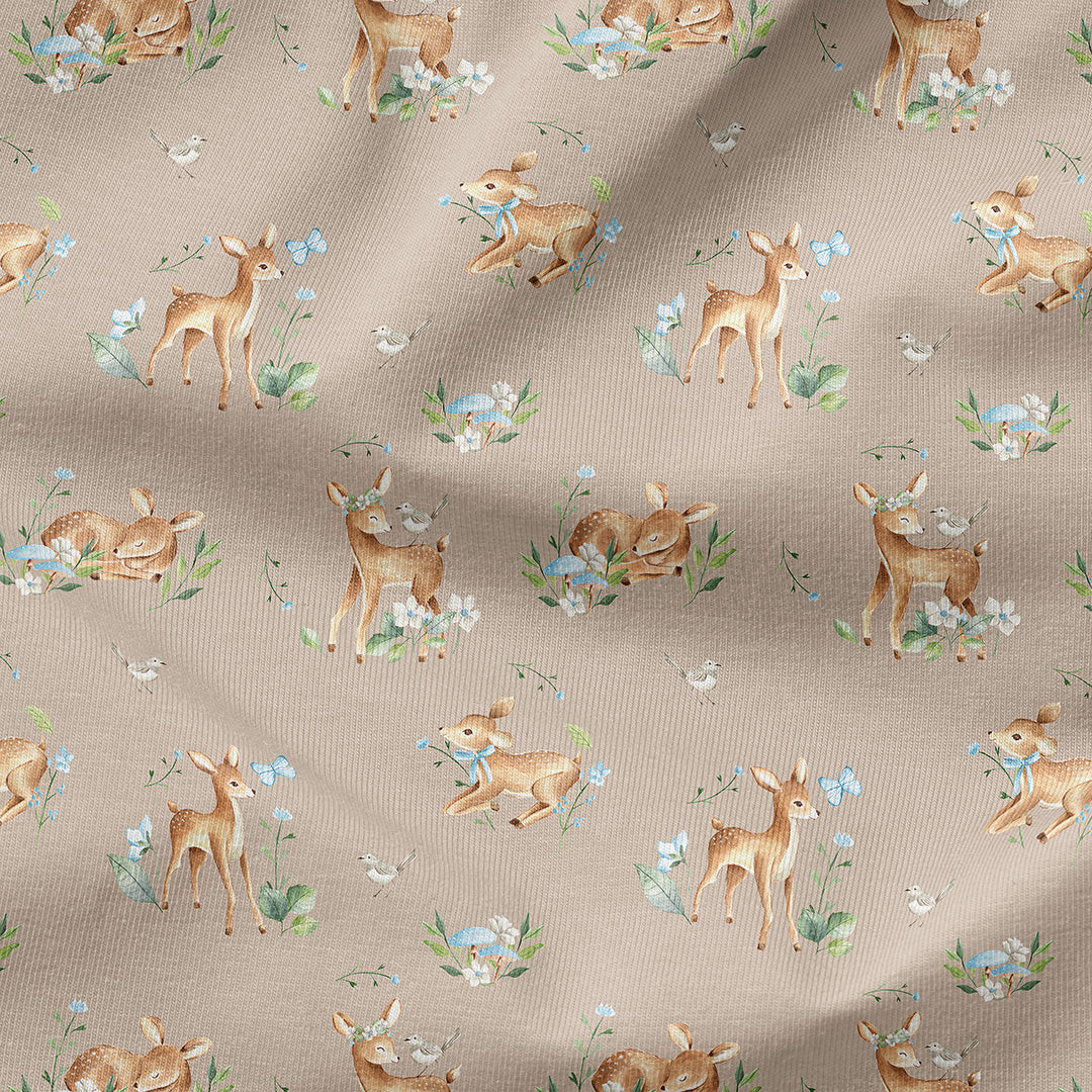 Woodland Baby Deer Taupe Fabric