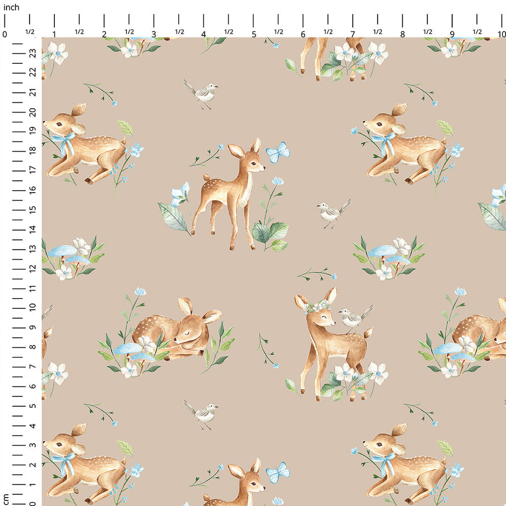 Woodland Baby Deer Taupe Fabric