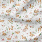 Woodland Baby Deer White Fabric