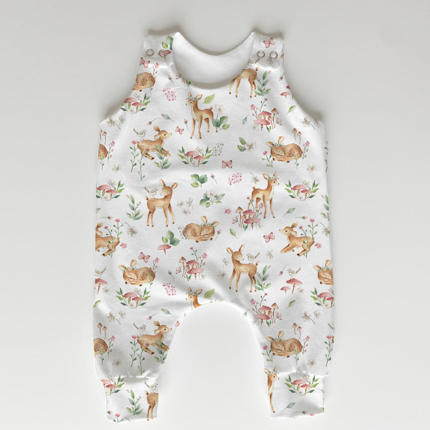 Woodland Baby Deer White Fabric