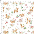 Woodland Baby Deer White Fabric