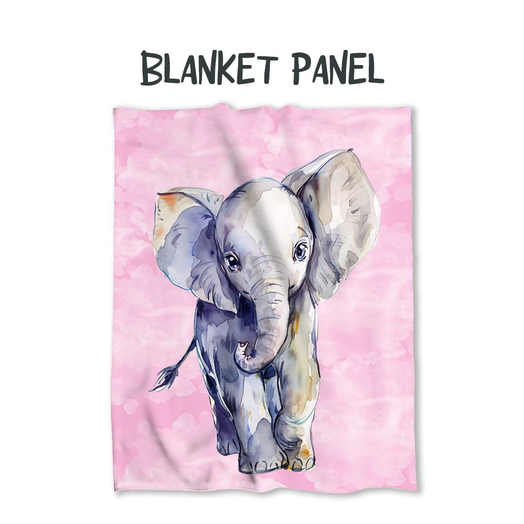 Baby Elephant Pink Fabric Blanket Panel BP-35