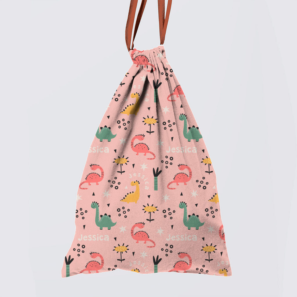Personalised Cute Pink Dinos Fabric
