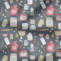 Baking Ingredients Grey Fabric