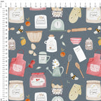 Baking Ingredients Grey Fabric