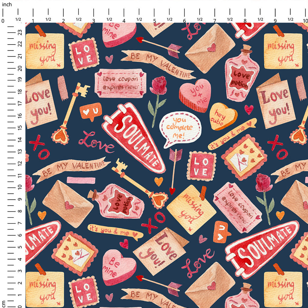 Be My Valentine Navy Fabric