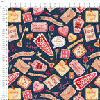 Be My Valentine Navy Fabric