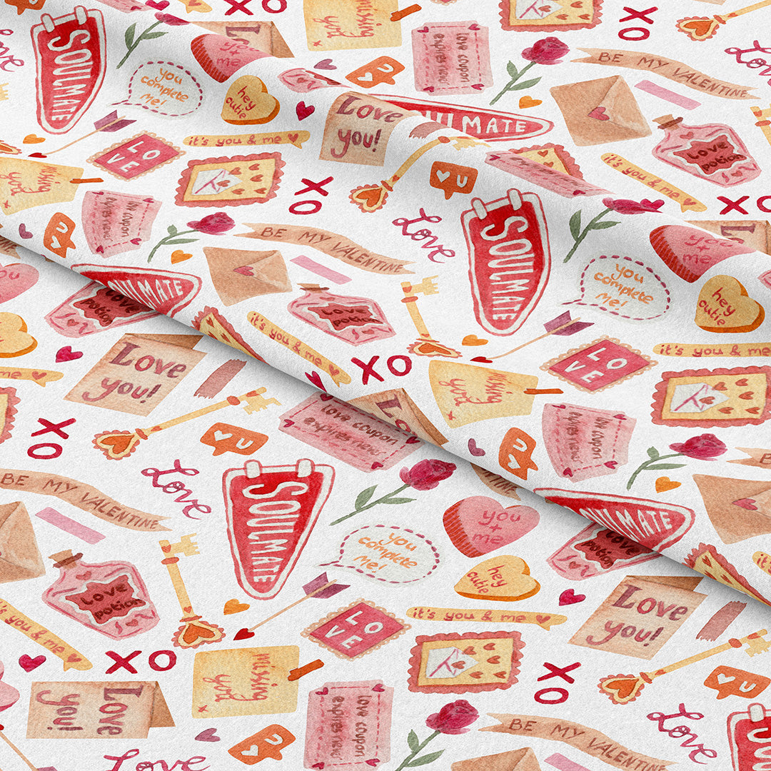 Be My Valentine White Fabric