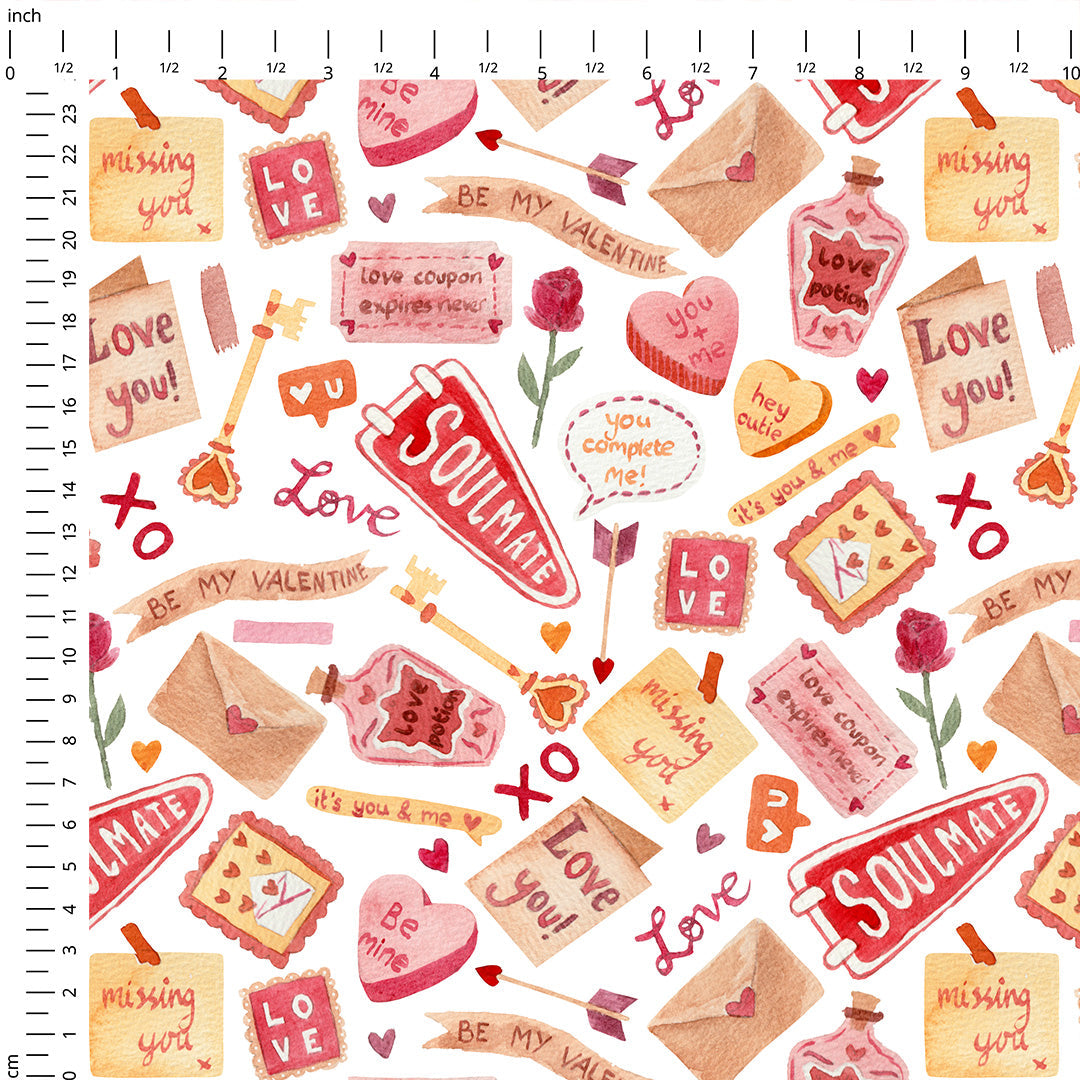 Be My Valentine White Fabric