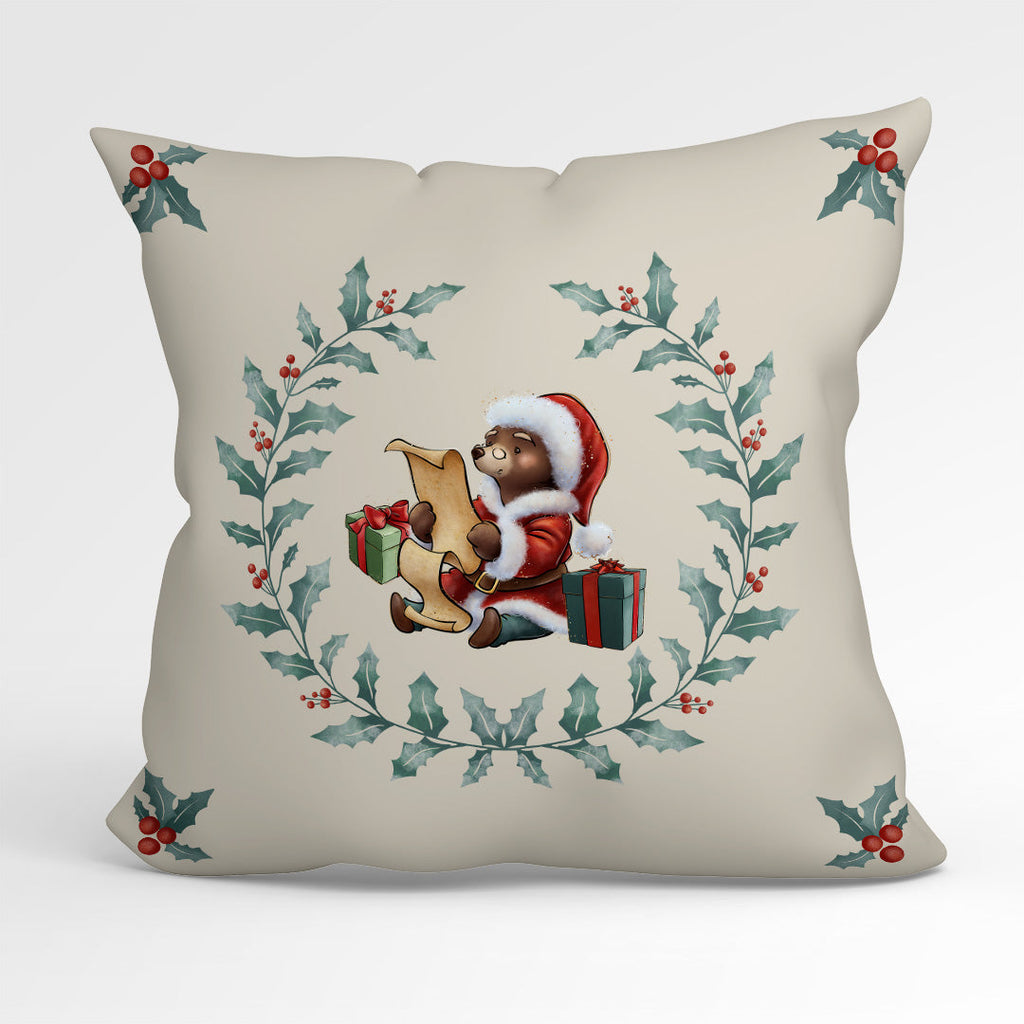 CUSHION Fabric Panel Bear Wreath CP-1168