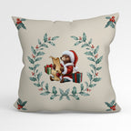 CUSHION Fabric Panel Bear Wreath CP-1168